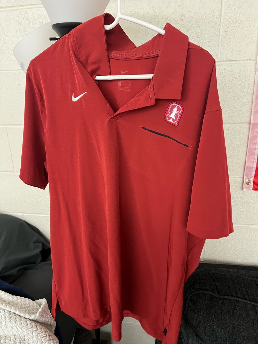 Nike Red Stanford Polo Shirt with Embroidered Logos